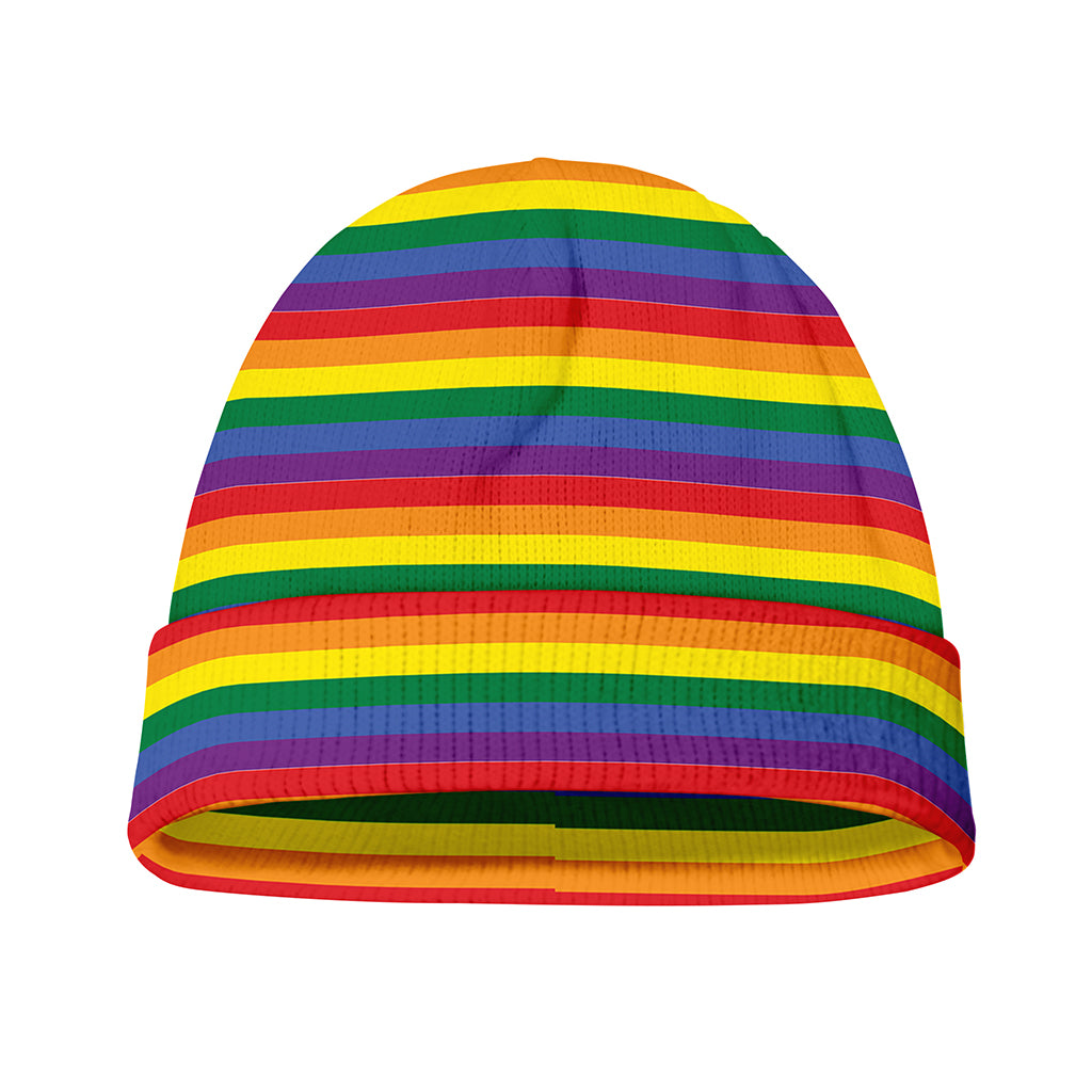 Rainbow Stripe Print Beanie