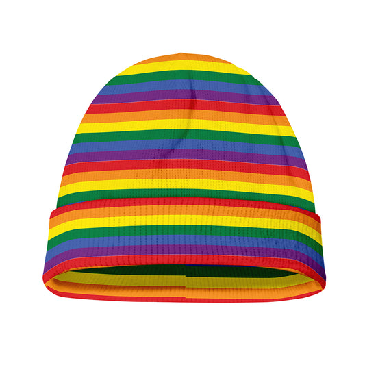 Rainbow Stripe Print Beanie