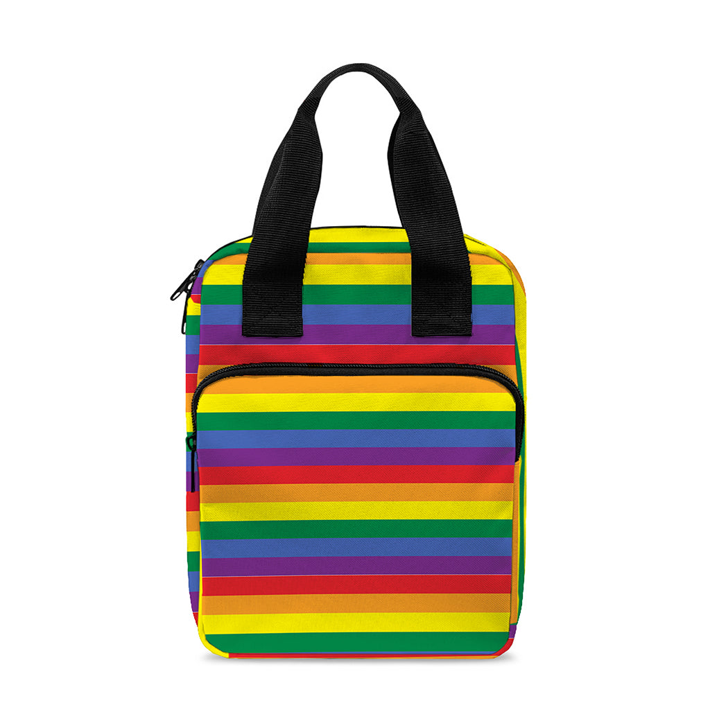 Rainbow Stripe Print Bible Tote Bag