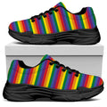 Rainbow Stripe Print Black Chunky Shoes