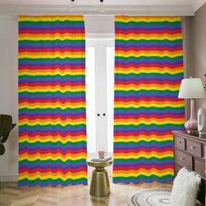 Rainbow Stripe Print Blackout Pencil Pleat Curtains