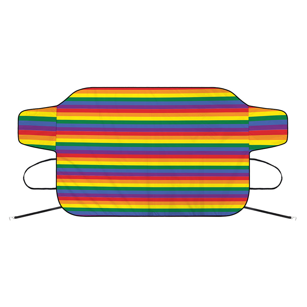 Rainbow Stripe Print Car Windshield Snow Cover