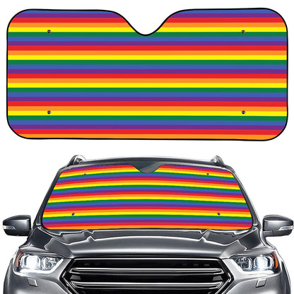 Rainbow Stripe Print Car Windshield Sun Shade
