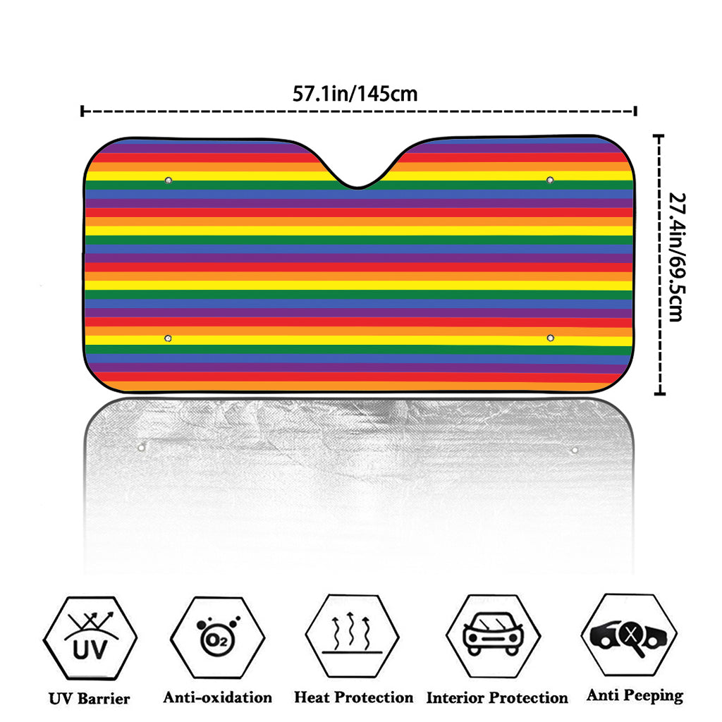 Rainbow Stripe Print Car Windshield Sun Shade