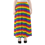 Rainbow Stripe Print Chiffon Maxi Skirt