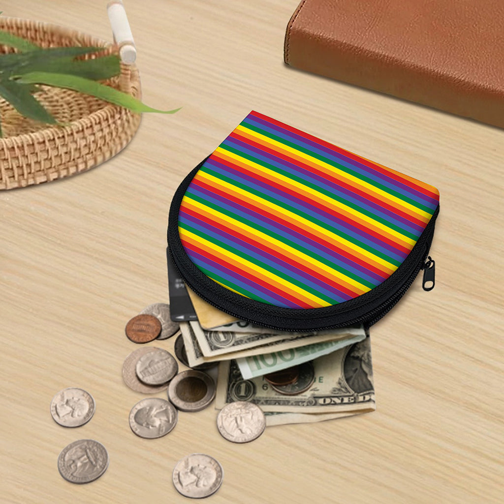 Rainbow Stripe Print Coin Purse