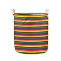 Rainbow Stripe Print Collapsible Laundry Basket