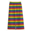 Rainbow Stripe Print Cotton Front Slit Maxi Skirt