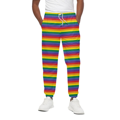 Rainbow Stripe Print Cotton Pants