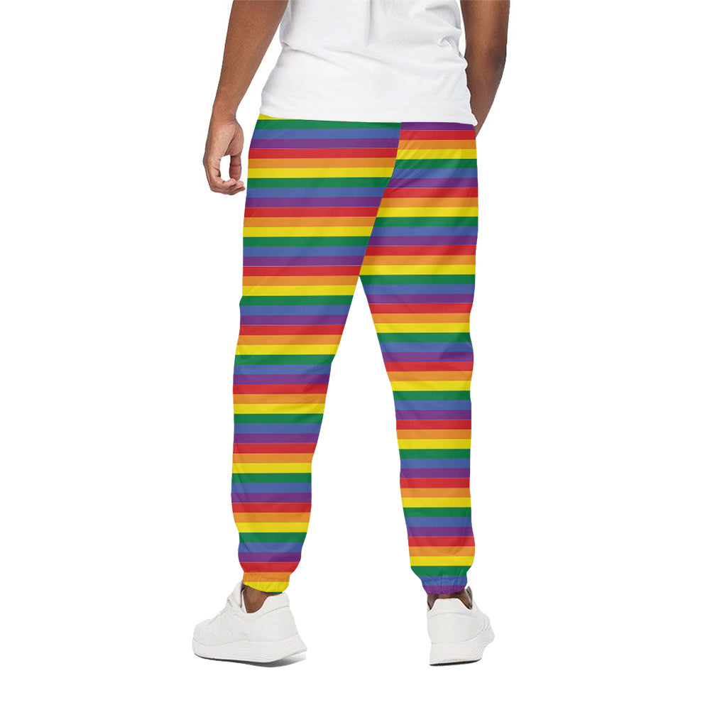 Rainbow Stripe Print Cotton Pants