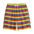 Rainbow Stripe Print Cotton Shorts
