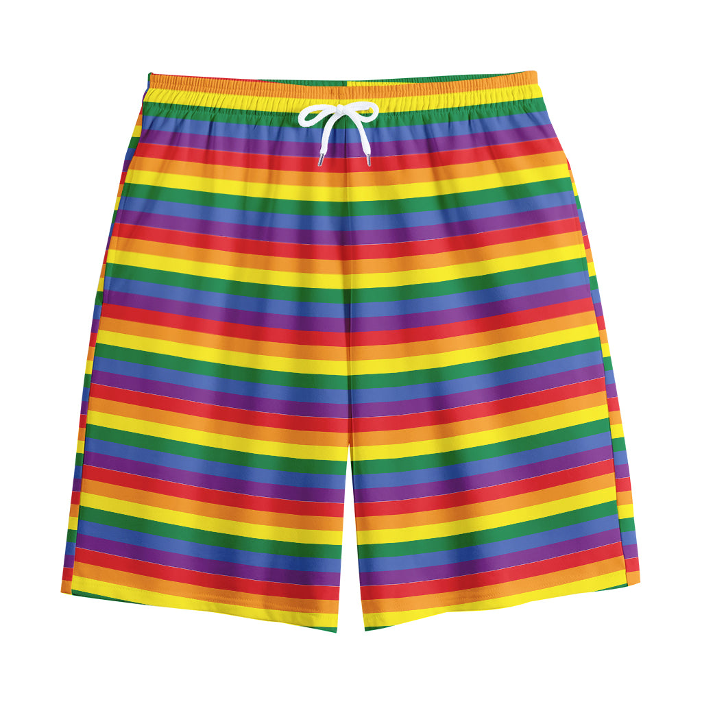 Rainbow Stripe Print Cotton Shorts