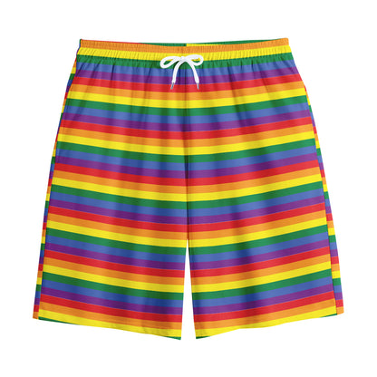 Rainbow Stripe Print Cotton Shorts