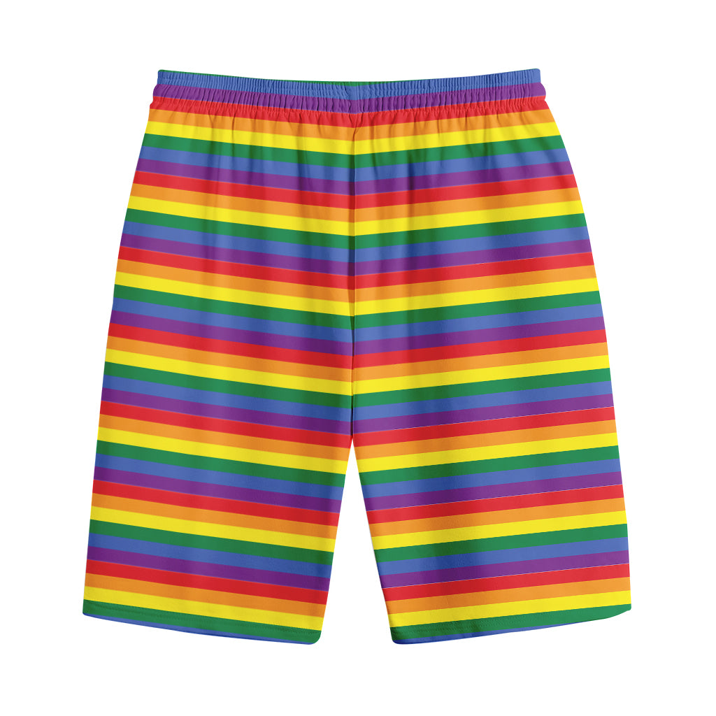 Rainbow Stripe Print Cotton Shorts