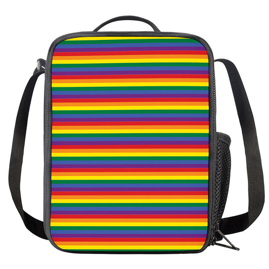 Rainbow Stripe Print Crossbody Lunch Bag