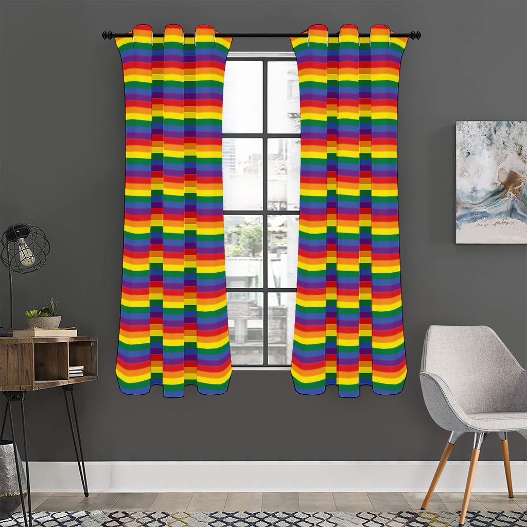 Rainbow Stripe Print Curtain
