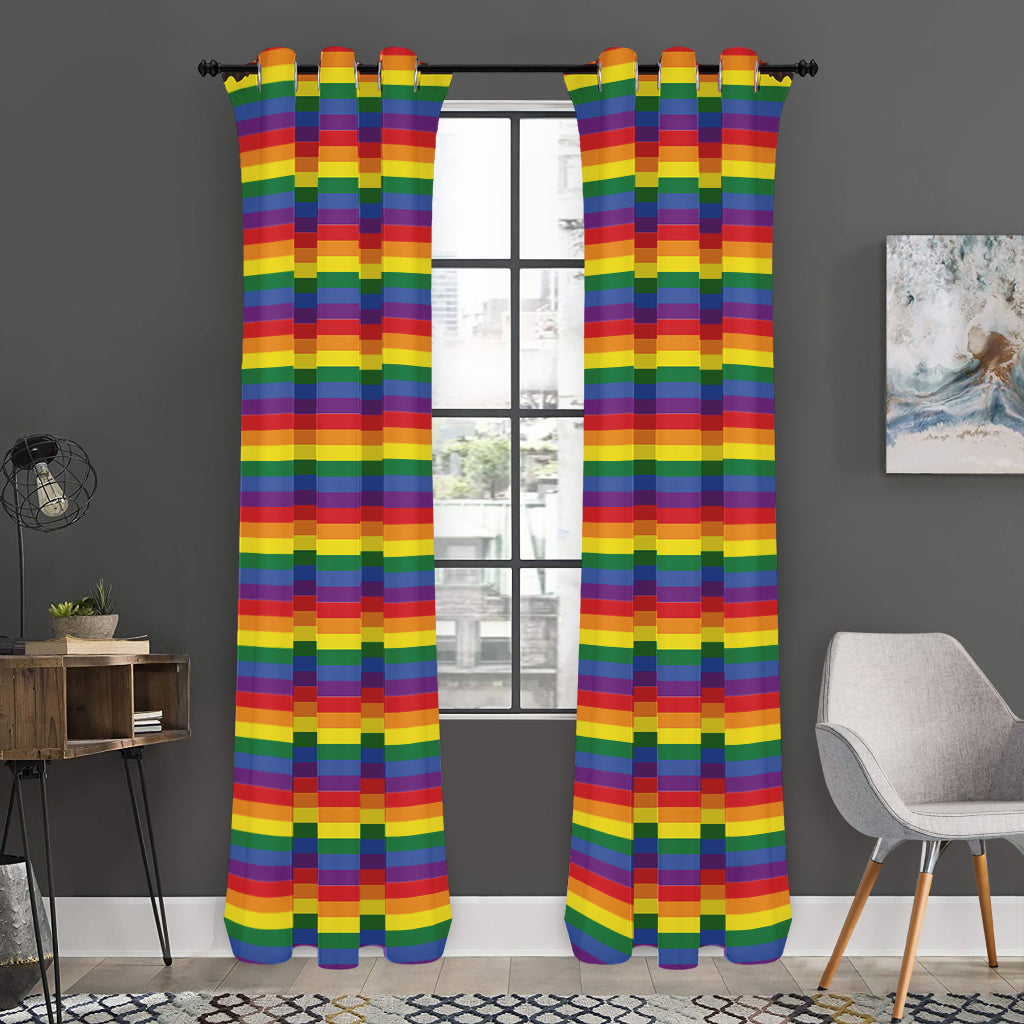 Rainbow Stripe Print Curtain