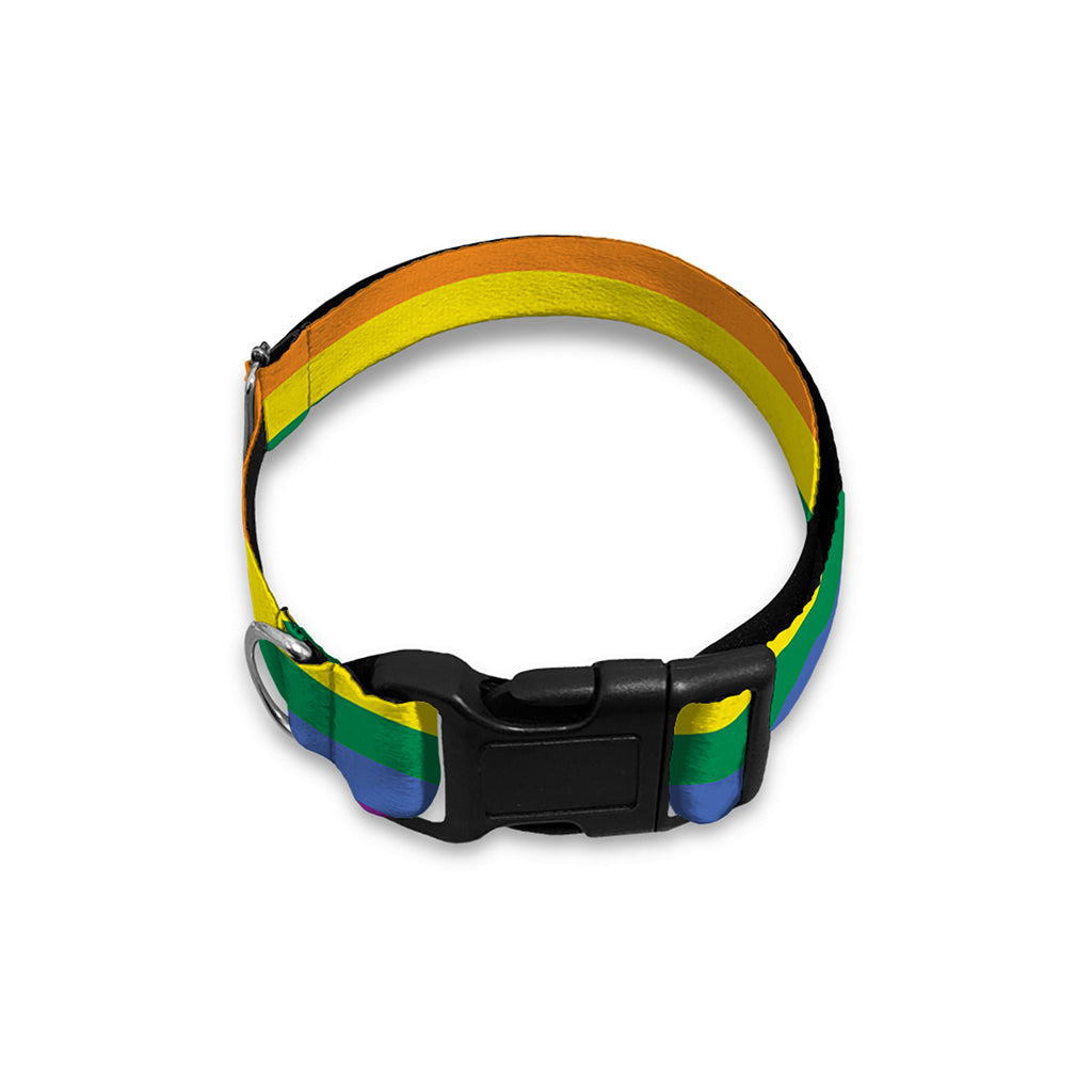 Rainbow Stripe Print Dog Collar