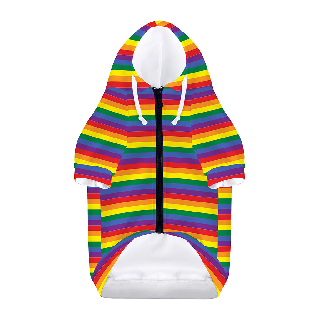 Rainbow Stripe Print Dog Zip Up Hoodie