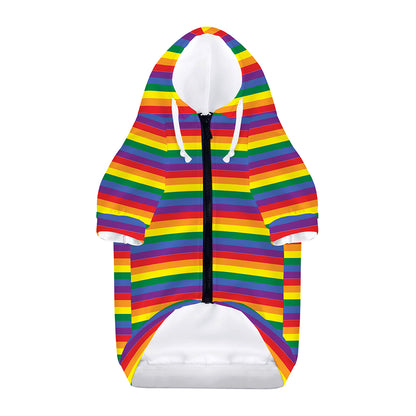 Rainbow Stripe Print Dog Zip Up Hoodie