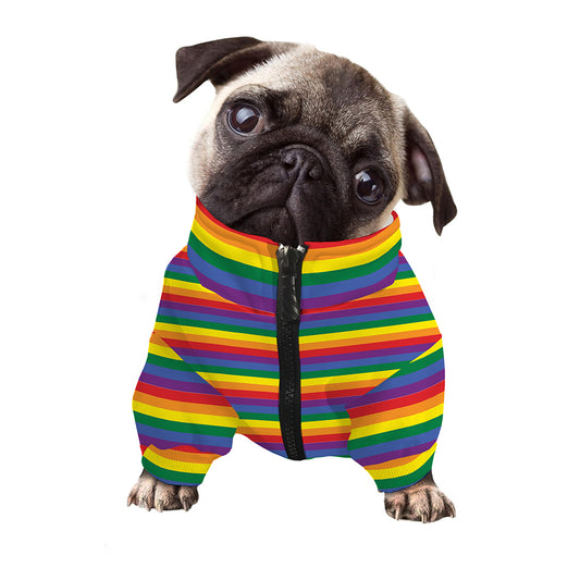 Rainbow Stripe Print Dog Zip Up Jacket