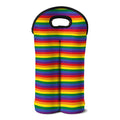 Rainbow Stripe Print Double Neoprene Wine Tote