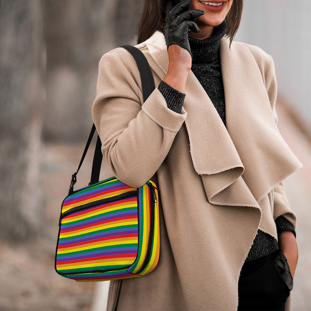 Rainbow Stripe Print Double Strap Bible Bag