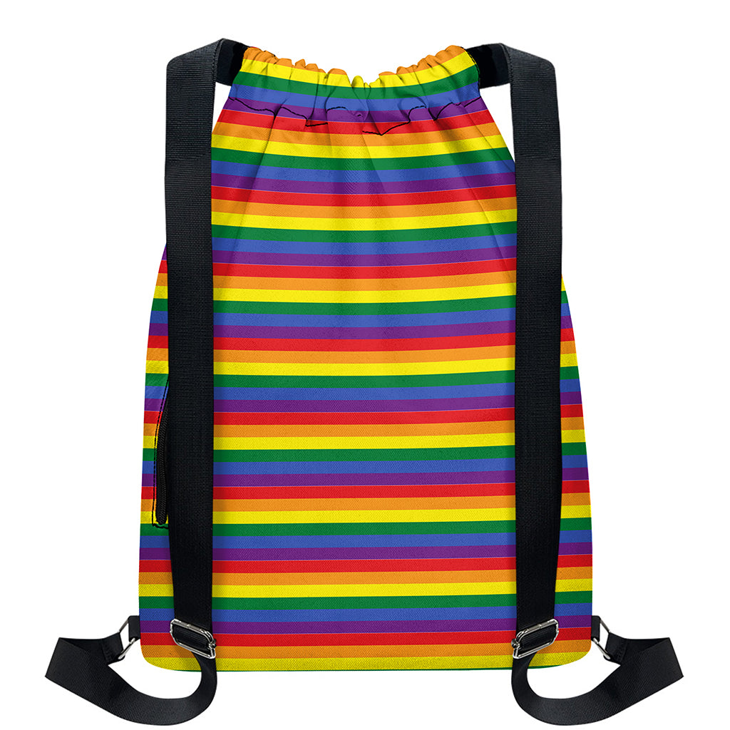 Rainbow Stripe Print Drawstring Backpack