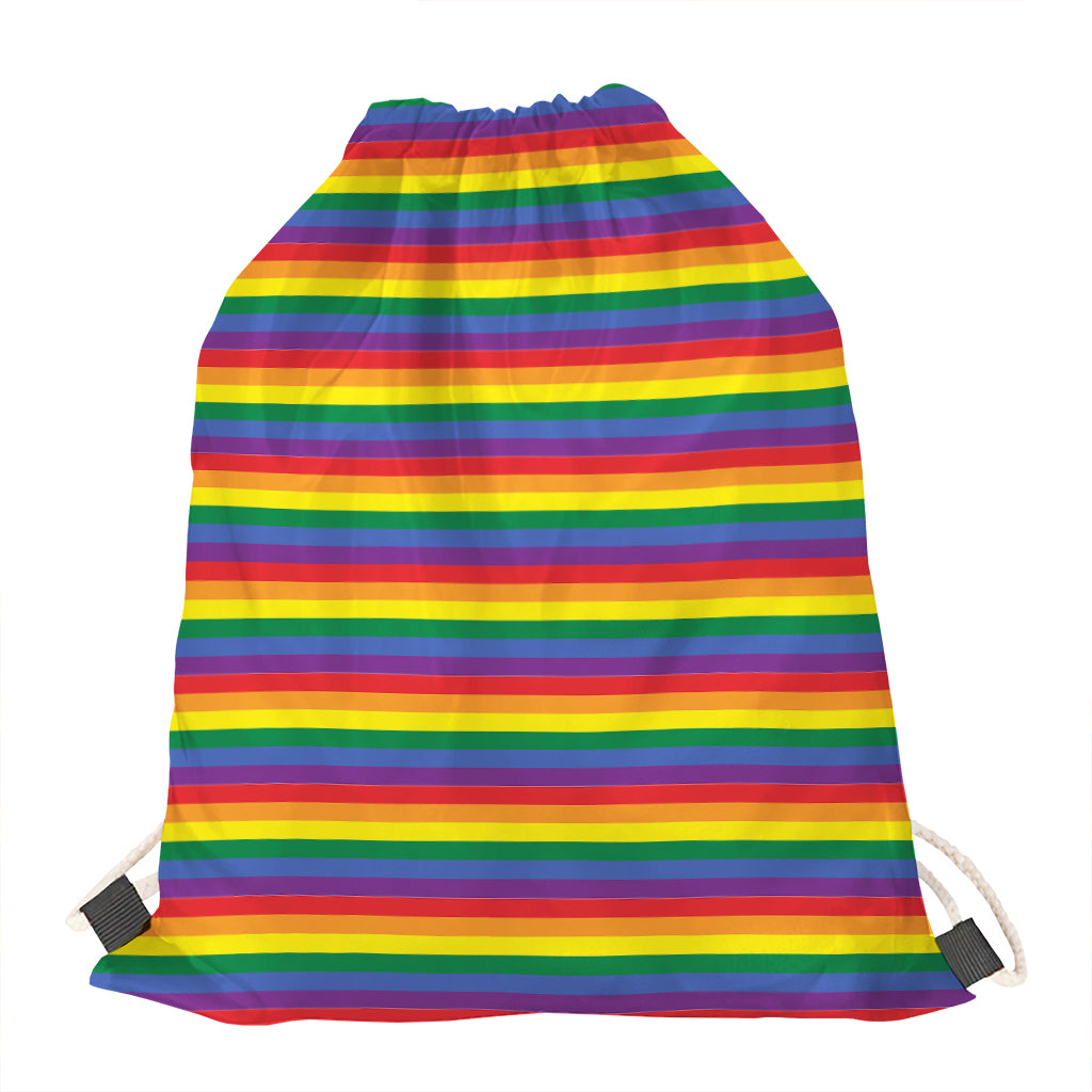 Rainbow Stripe Print Drawstring Bag