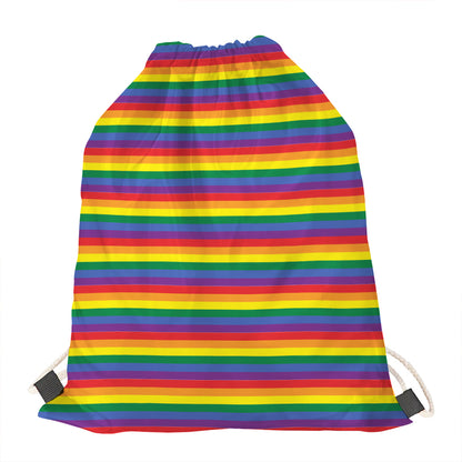 Rainbow Stripe Print Drawstring Bag