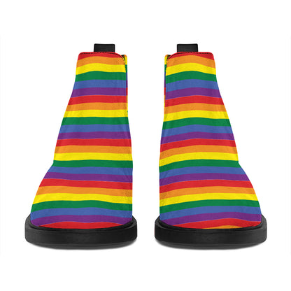 Rainbow Stripe Print Flat Ankle Boots