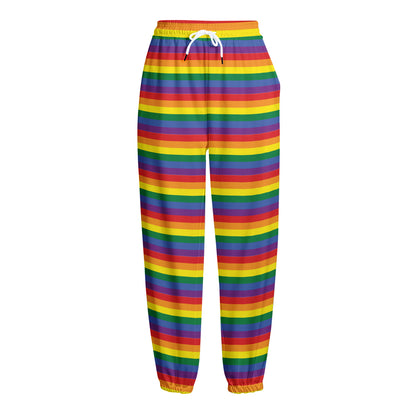 Rainbow Stripe Print Fleece Lined Knit Pants