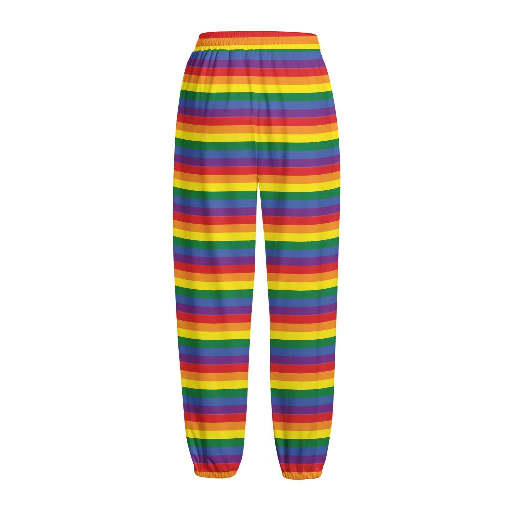Rainbow Stripe Print Fleece Lined Knit Pants