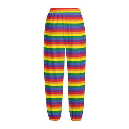 Rainbow Stripe Print Fleece Lined Knit Pants