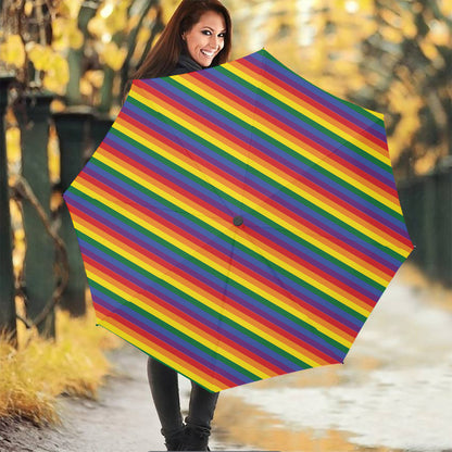 Rainbow Stripe Print Foldable Umbrella