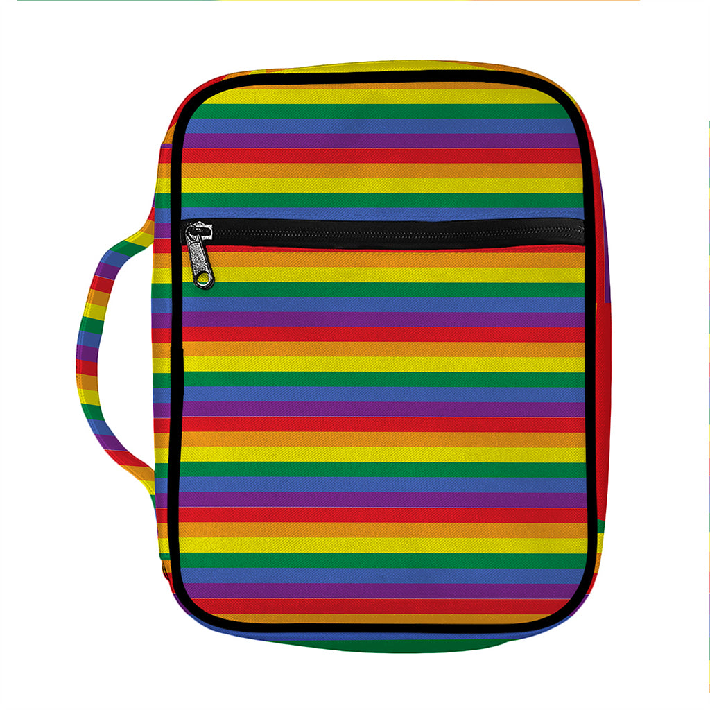 Rainbow Stripe Print Front Pocket Bible Bag