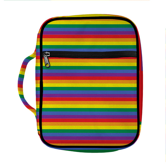 Rainbow Stripe Print Front Pocket Bible Bag