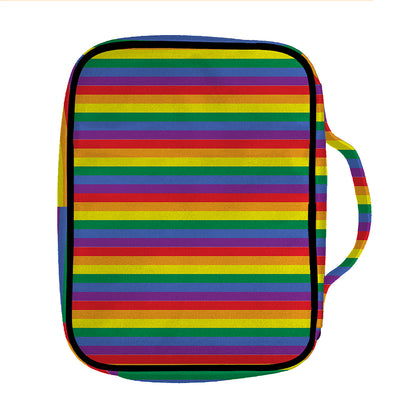 Rainbow Stripe Print Front Pocket Bible Bag
