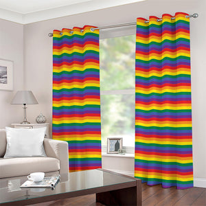 Rainbow Stripe Print Grommet Curtains