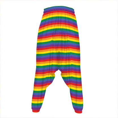 Rainbow Stripe Print Hammer Pants
