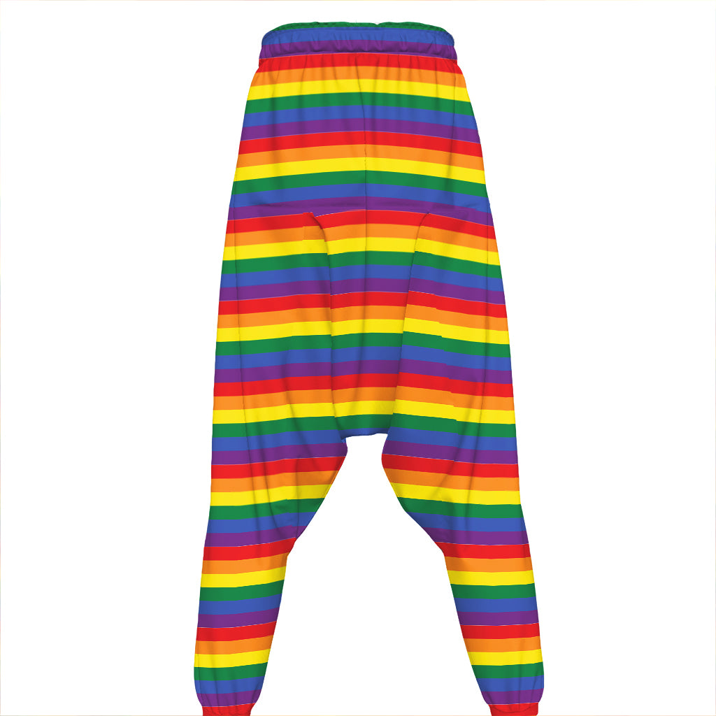 Rainbow Stripe Print Hammer Pants