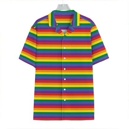 Rainbow Stripe Print Hawaiian Shirt