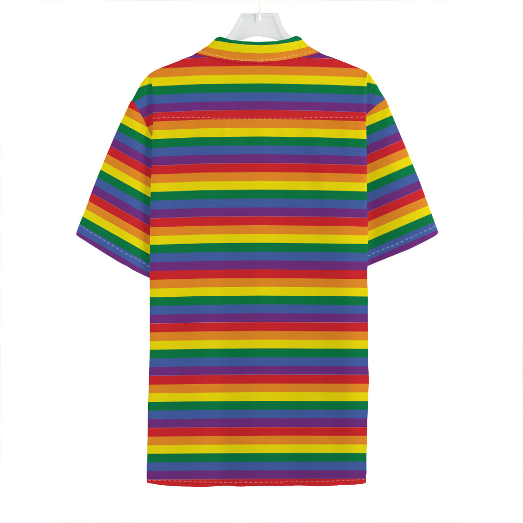 Rainbow Stripe Print Hawaiian Shirt