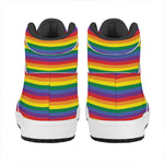 Rainbow Stripe Print High Top Leather Sneakers