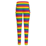 Rainbow Stripe Print High-Waisted Pocket Leggings