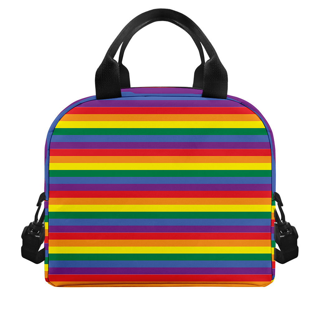Rainbow Stripe Print Insulated Lunch Bag