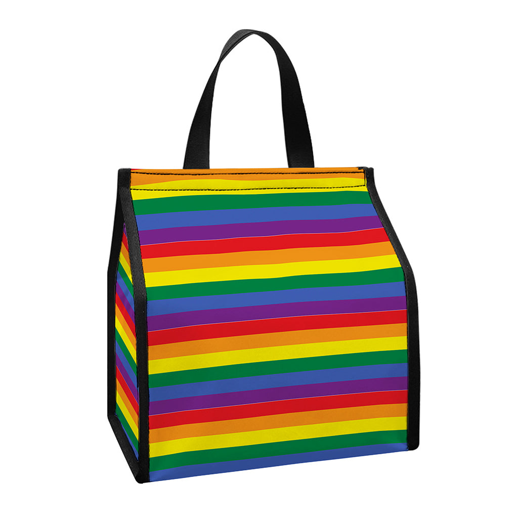 Rainbow Stripe Print Insulated Lunch Tote