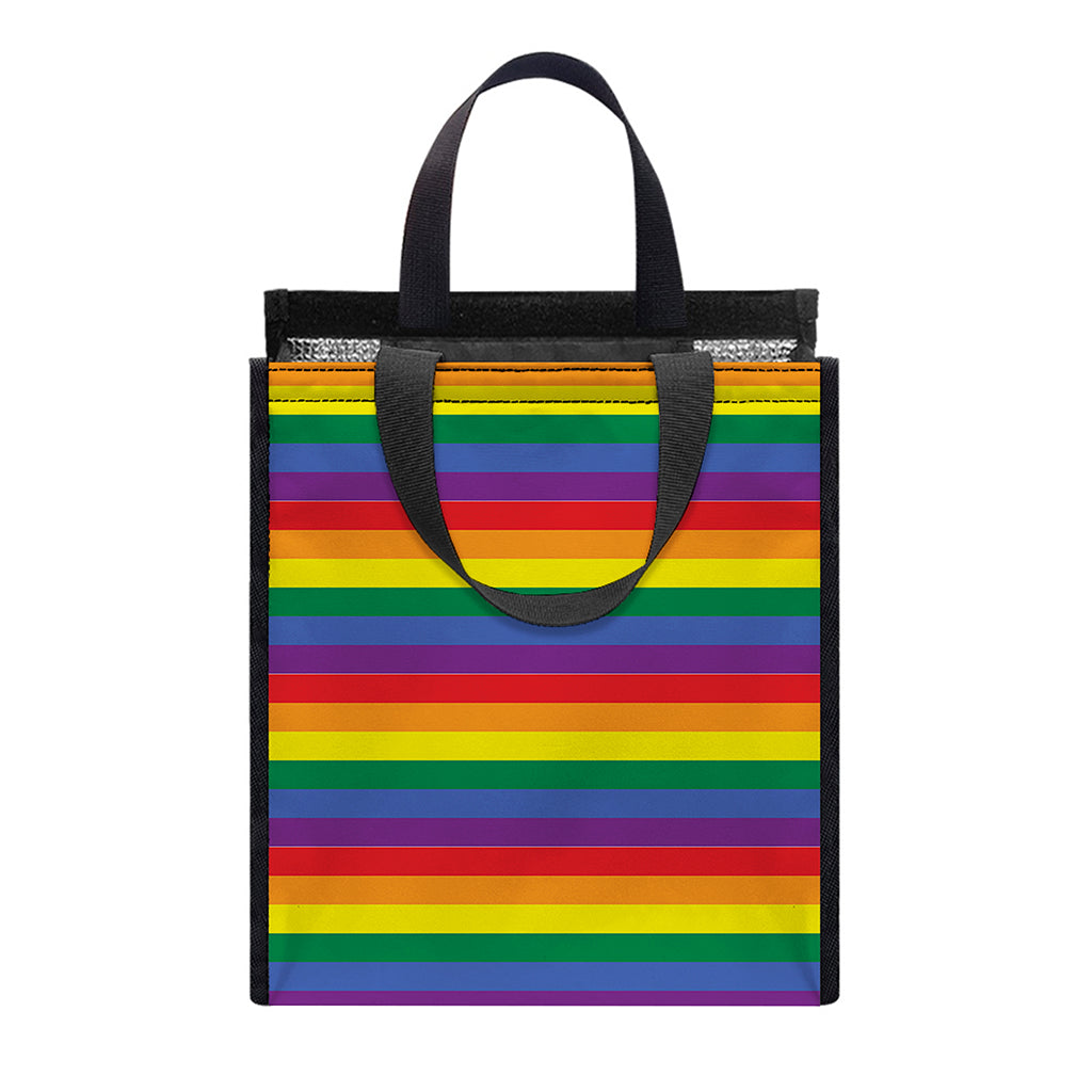 Rainbow Stripe Print Insulated Lunch Tote