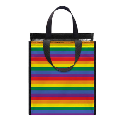 Rainbow Stripe Print Insulated Lunch Tote