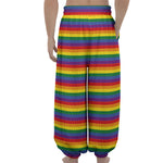 Rainbow Stripe Print Lantern Pants